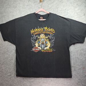 VTG Harley Davidson Horny Toad Temple Texas Black T-Shirt Men 4XL Moto Biker Y2K
